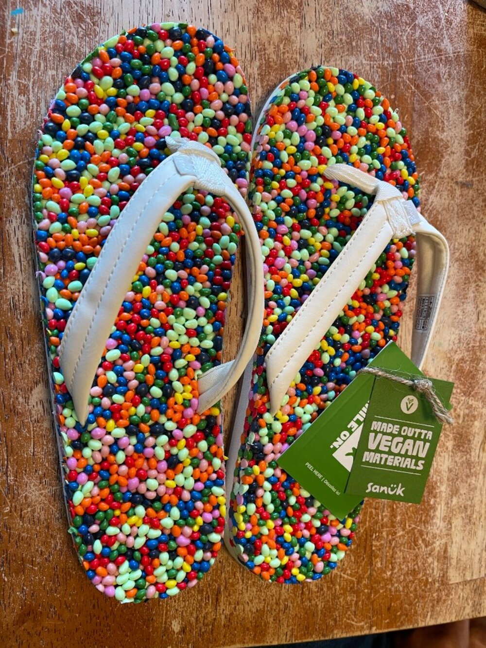 Sanuk Bubblecrush Sandals — Rainbow Confetti Massage flip flops